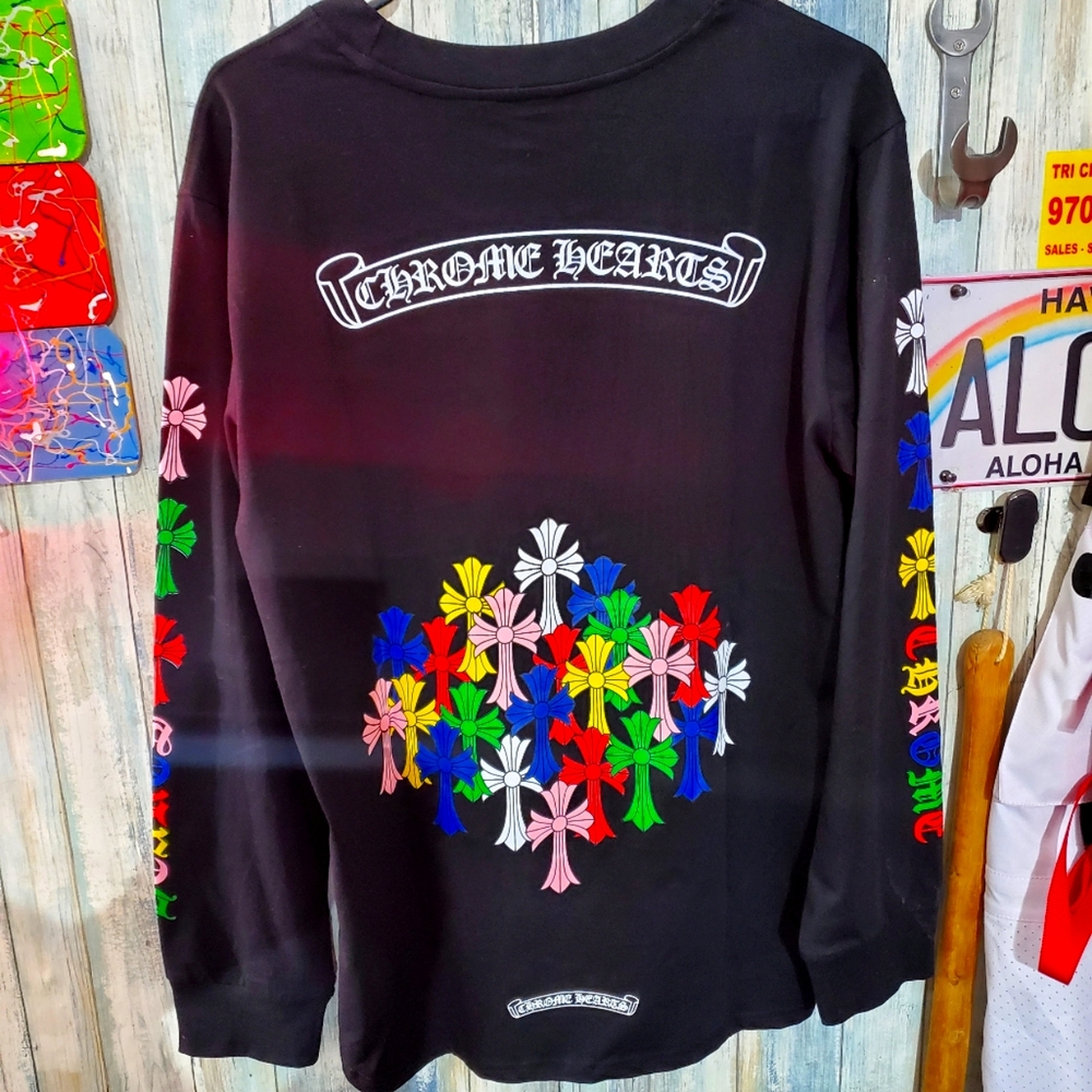 Chrome Hearts Black Long Sleeve with Colorful Crosses